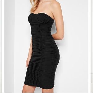 NWT XS Express strapless ruched black dress